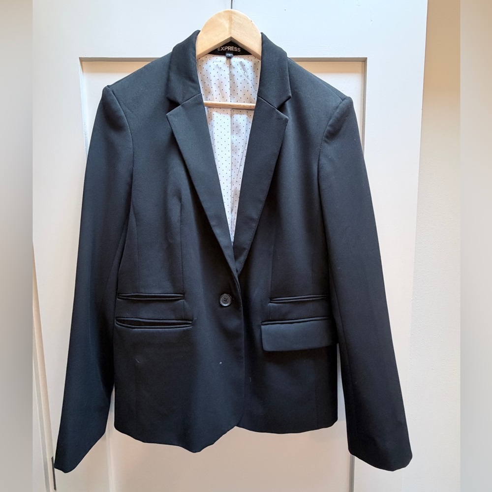 Express Womens Black Tailored Look Single-Button Blazer